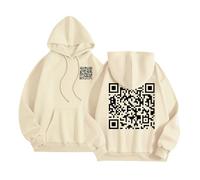 Generisch Funny Qr Code Fuck-You Sudadera con Capucha para Mujer, Funny Scannable Qr Code Divertida Sudadera con Capucha Humorous Hidden Mensaje Camisa Funky Trend Y2K Sudadera con Capucha