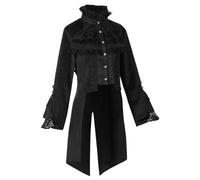 Generisch Gabardina gótica media para mujer, de invierno, con cuello alto, Negro , XL