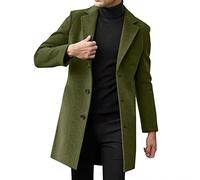 Generisch Gabardina larga chaqueta abrigo para hombre, elegante con solapa clásica, abrigo de invierno cálido, informal, ajustado, cómodo, abrigo de lana para cualquier ocasión, color verde, 4XL