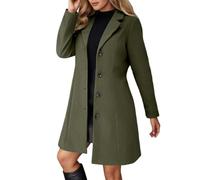 Generisch Gabardina larga de talla grande como abrigo de invierno de corte estrecho para mujer de moda con diseño atemporal, verde, XL