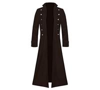 Generisch Gabardina medieval para hombre, cortavientos de doble fila, gótico, steampunk, gabardina, vintage, Larp, ropa victoriana, Halloween, carnaval, pirata, vampiro, fiesta, cosplay, marrón, M