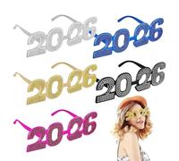 Generisch Gafas de Año Nuevo 2026 - Gafas de festival brillantes, accesorios para fiestas de Año Nuevo, 5 piezas, para accesorios fotográficos, mujeres, familia, niños, invitados, fiestas, decoración