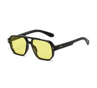 Generisch Gafas de sol cuadradas de moda para mujer y hombre, decoración de flecha, UV400, conducción informal, sombras de viaje, Other, Black Yellow
