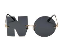 Generisch Gafas de sol sin bordes - diseño sin marco de carta sin marco | Gafas divertidas sin esfuerzo de larga duración | Cómodas gafas de sol anti UV para en la playa verano, Gold Frame Gray