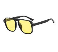 Generisch Gafas retro redondas para unisex, protección UV400 y marco ligero, perfectas para días soleados, amarillo, Talla única