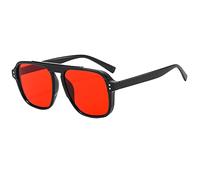 Generisch Gafas retro redondas para unisex, protección UV400 y marco ligero, perfectas para días soleados, rojo, Talla única