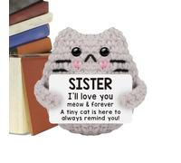 Generisch Gato de ganchillo inspirador - Gato de poliéster hecho a mano | Divertido gato Positivo Cabeza de Gato Alivio del Estrés Regalo para Amigas Hermanas Adultos Jóvenes Comodidad Mini