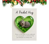 Generisch Gatos Souvenir - Adorno de mesa en forma de corazón, decoración de mesa para gatos con tarjeta positiva - Para amantes de las mascotas, compasión en casa, librería colección vacaciones y