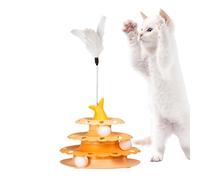 Generisch Gatos Teaser, Bolas de Gato - Mesa giratoria para Mascotas con Plumas Teaser - Roller Interactive Track Bolas Torre para Entrenamiento de Caza en el Juego Interior