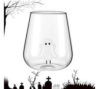 Generisch Ghost Wine Glasses, Wine Glass with Ghost Inside, Unique Stemless Wine Glasses with 3D Ghost Inside, Spooky Halloween Glassware, Cute and fun glassware gifts (Tipo B)