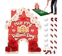 Generisch Gingerbread House Golf Game - Día de San Valentín Deportes Putting Actividades, Juego de Mesa con Bastones de Caramelo Raquetas y Bolas - Para Interior, Salón, de Cumpleaños