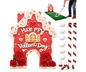 Generisch Gingerbread House Golf Game - Día de San Valentín Deportes Putting Actividades, Juego de Mesa con Bastones de Caramelo Raquetas y Bolas - Para Interior, Salón, de Cumpleaños