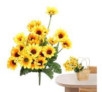 Generisch Girasoles artificiales, 24 unidades de flores de seda resistentes a los rayos UV, resistentes a la intemperie, amarillas para decoración de mesa y bodas, arreglos florales falsos al aire
