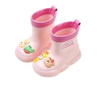Generisch Girls And Boys Spring And Autumn Winter Mid Tube With Cotton Cover Removable Student Cute Dinosaur Non Slip Wear Outdoor Baby Children's Rain Boots Botas de agua 32, Rosa., 15 EU