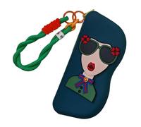 Generisch Glasses Case for Women, Girl Eyeglasses Holder Bag 6.7inch, Sunglasses Organizer Storage Bag, Zipper Pouch Silicone with Wrist Strap, Eyeglasses Organization, Fits All Glass Types