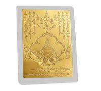 Generisch Gold Thai - Pro | Thai Buddha Charm - Thaïlandaise en or carte de bouddha sacrée signe de chance runes écritures pendentif reliigieux pour hommes et femmes | 2026 pro, Siehe Beschreibung