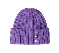 Generisch Gorra básica para mujer, ropa de punto informal, gorra gruesa de lana, gorra de béisbol para parejas, morado, Talla única