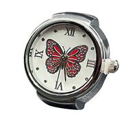 Generisch Gorra Con Anillos Y Rosa Tiempo Para Decir Anillo De Reloj, Anillo Redondo Grueso, Anillo Ajustable Plateado, Joyería De Reloj De Moda Anillos De Plataforma, talla única, Metal, Sin piedra