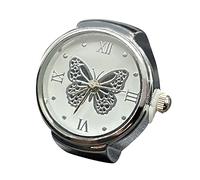 Generisch Gorra con anillos y rosa tiempo para decir el reloj, anillo redondo grueso, anillo ajustable de plata, joyería de moda para reloj de techo, anillos (negro, talla única)