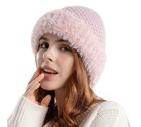 Generisch Gorra con visera de punto para niño para exteriores, orejeras cálidas, para mujer, engrosada, resistente al frío, gorro de pescador con pompón, Rosa., Talla única