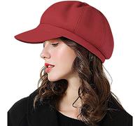 Generisch Gorra con visera para niños pequeños con lengua de pato, boina, sombrero retro de invierno, gorro cálido con visera a cuadros, Vino, M