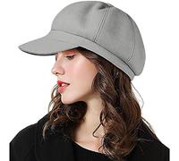 Generisch Gorra con visera para niños pequeños con lengua de pato, boina, sombrero retro de invierno, gorro cálido con visera a cuadros, gris, M