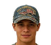 Generisch Gorra de bandera de Estados Unidos | Conmemorativa 1776-2026 - Gorra de béisbol de veteranos - Para mujeres hombres Patriotas Deportes al aire libre 4 de julio Día de la Independencia Día de
