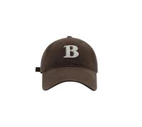 Generisch Gorra de béisbol con bordado de letra B, unisex, moda coreana, gorra versátil para hombre y mujer en tendencia, café, Talla única