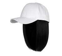 Generisch Gorra de béisbol con extensiones de pelo, recta, corte bob corto, ajustable, desmontable, peluca para mujer, rubio ceniza, mezcla, rubio blanqueador (D, talla única)