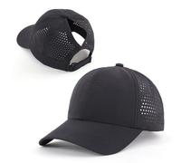 Generisch Gorra de cola de caballo para mujer, diseño cruzado, transpirable, de secado rápido, gorro deportivo para moño alto y trenza, gorra de correr, Negro-01., Talla única