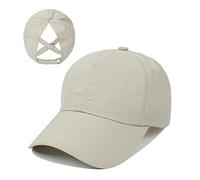 Generisch Gorra de cola de caballo para mujer, diseño cruzado, transpirable, de secado rápido, gorro deportivo para moño alto y trenza, gorra de correr, morado, Talla única