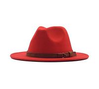 Generisch Gorra de correr mujer Panamá sombrero de mujer tiene disco fedora ancho cinturón clásico hebilla lana lana gorra de béisbol para niños 1 año, rojo, talla única