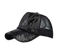 Generisch Gorras de invierno para mujer, con visera de lentejuelas, informales, viajes, vacaciones, deportes, gorra de béisbol, gorra de primavera (negro, talla única)