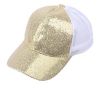 Generisch Gorras de mujer lentejuelas cola de caballo mujeres desordenado sol snapback sombrero sombreros brillante tapa de penitencia gorras después, dorado, 54