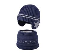 Generisch Gorro con bufanda para hombre + bufanda conjunto cálido gorra para 5 14 años viejos niños niñas bufanda hombre azul, marine, Talla única