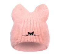 Generisch Gorro con orejas de gato para mujer, gorro de punto de invierno con forro polar, multifuncional, resistente al viento, elástico, transpirable, pasamontañas, diario, gorro de invierno cálido
