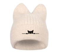 Generisch Gorro con orejas de gato para mujer, gorro de punto de invierno con forro polar, multifuncional, resistente al viento, elástico, transpirable, pasamontañas, diario, gorro de invierno cálido