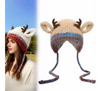 Generisch Gorro de asta creativo y bolsillo 2 en 1, sombrero de almacenamiento para cuernos de ciervo, 360° a prueba de viento, plegable, gorro de punto cálido (tipo B)