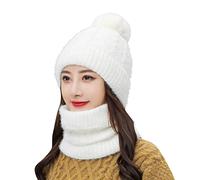 Generisch Gorro de invierno para mujer, a prueba de viento, para esquí, equitación, calentador de forro polar, gorro ajustable, bufanda y bufanda para el cuello, juego de cuello cálido, gorro para el