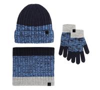Generisch Gorro de mujer azul invierno cálido lindo sombrero bufanda guantes tres piezas invierno nieve gorro de punto pantalla mitones bufandas conjuntos guantes gorro bufanda conjunto mujer, marine