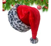 Generisch Gorro de Papá Noel de doble capa, diseño de estampado de leopardo, ropa de fiesta de Navidad, gorro de Papá Noel para fiesta de Navidad, cosplay, desfile de fotografía, reunión familiar