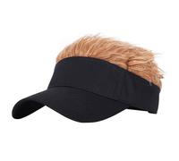 Generisch Gorro de peluca con visera - Gorras de béisbol unisex ajustables, peluca divertida, gorras de golf de encaje, caqui, negro, selección, regalos de cumpleaños para familia, amigos, colegas