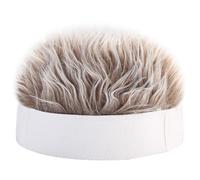 Generisch Gorro de peluca divertido - Gorro de algodón suave con pelo | Sombrero retro y divertido con peluca adjunta | Sombrero para hombre y mujer | Deportes al aire libre Disfraz divertido, White +