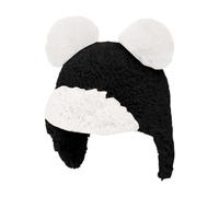 Generisch Gorro de peluche unisex con orejas de oso y orejeras - Gorro de invierno cálido y divertido de forro polar de peluche, bonito gorro de animal para hombre y mujer, Style_b02 Negro, Talla