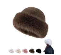 Generisch Gorro de piel para mujer, 2026, gorro de felpa de piel de zorro sintético, gorro de invierno para mujer, cálido y suave, gorro ruso para viajes, camping y esquí, a, Talla única