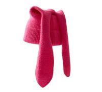 Generisch Gorro de punto de conejo de manga larga de moda, cálido, bonito y suave para el invierno, Rosa claro., talla única