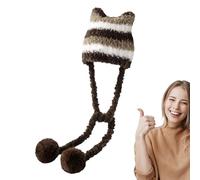 Generisch Gorro de rayas de punto con orejas,Gorro peruano con orejeras - Gorro de punto cálido - Para niñas adultos Viajar Camping Excursión Reunión Citas, azul, L