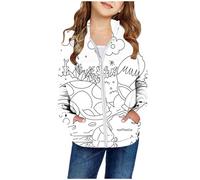 Generisch Gorro Niños Niños Bocetos DIY Pintado a Mano Parche Bolsillo Cremallera Forro Polar con Capucha Chaqueta Abrigo Niños Bañador 92, Blanco, 7-8 años