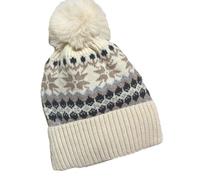 Generisch Gorro para hombre y mujer, gorro de lana de invierno, copo de nieve, cálido, gorro de punto con forro polar, gorro frío grueso para mujer, Blanco, talla única