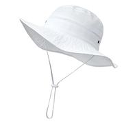 Generisch Gorros de bebé Sombrero de sol para niños con ala ancha UPF 50+ Sombrero de protección para niños pequeños, niños, niñas, sombrero de cubo ajustable bufanda para niños, Blanco, 52